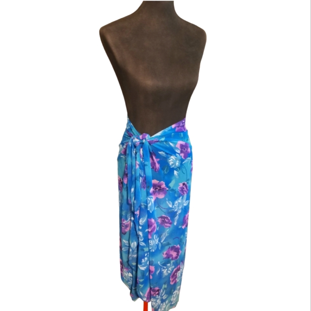 Bathing suit swim cover scarf,skirt top, convertable, with tie tabs.